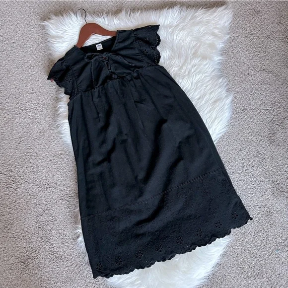 Old Navy | Dresses | Womens Old Navy Linen Eyelet Midi Dress Size Sp Black  | Poshmark